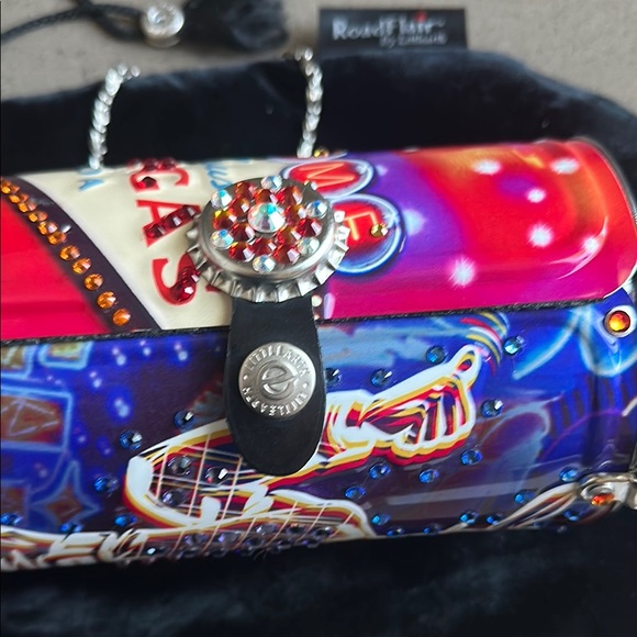 NWOT Rare Vintage Las Vegas License Plate Clutch with Swarovski Rhinestones - Picture 2 of 16